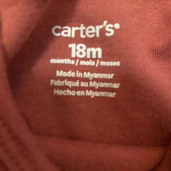 Carter’s Baby Bodysuit – Burgundy Short Sleeve Solid Cotton One-Piece Size 18M - Picture 6 of 7
